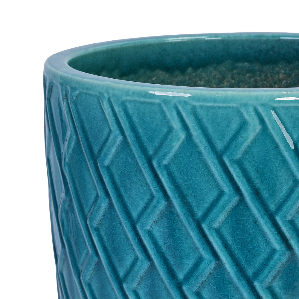 Ceramic Flowerpot, Modern Planter for Patio, Garden, Windowsill - Cyan Media 7