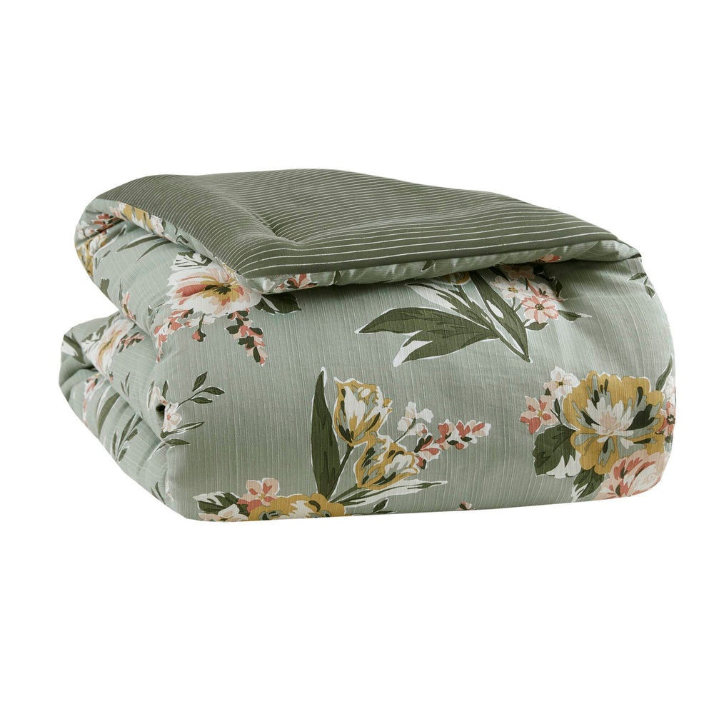 7-Piece Queen Vin  Floral Comforter Set, Green Media 12