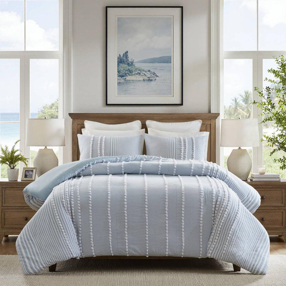 3- Piece Full/Queen Cotton Yarn Dyed Duvet Cover Set Media 13