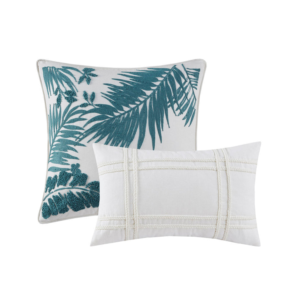 6 Piece Oversized Cotton Comforter Set with Throw Pillow Blue Full Media 10