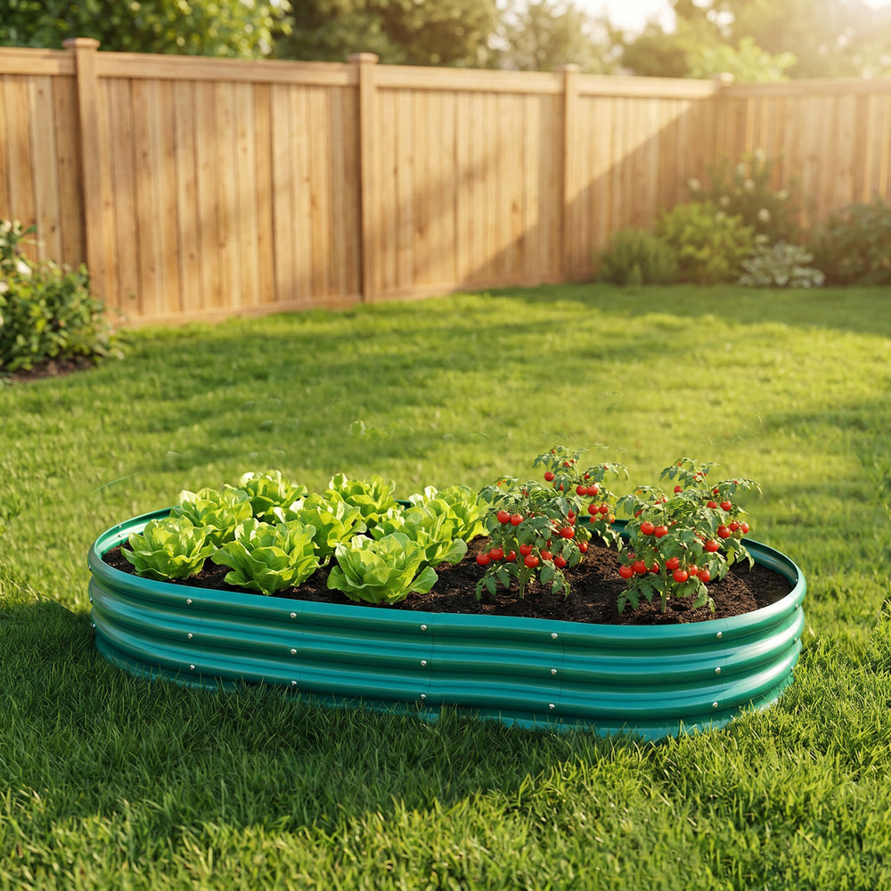Galvanized Raised Garden Bed 6x3x1ft - Heavy Duty Metal Planter Box for Vegetables, Herbs & Flowers, Rust-Proof Outdoor Garden Bed with Large Capacity, Green, 1PCS Media 4