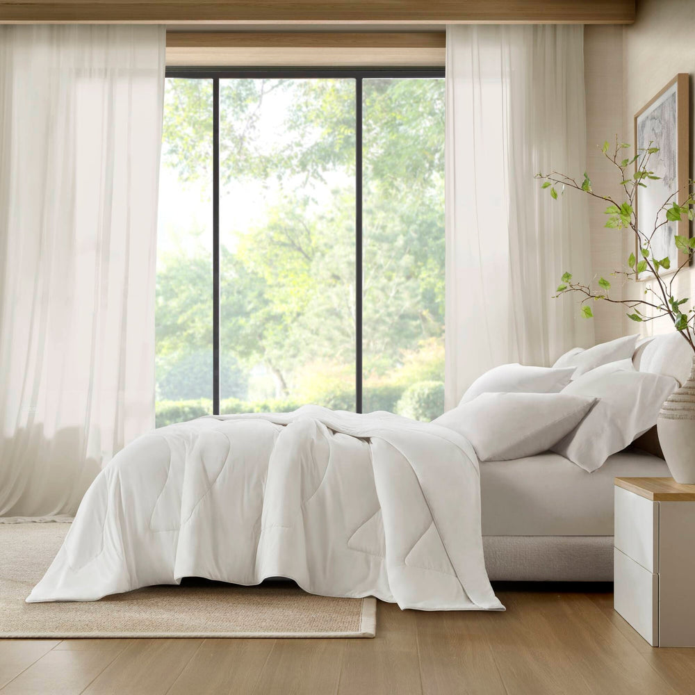 1-Piece King/Cal King Reversible Tencel Comforter Blanket,White Media 11