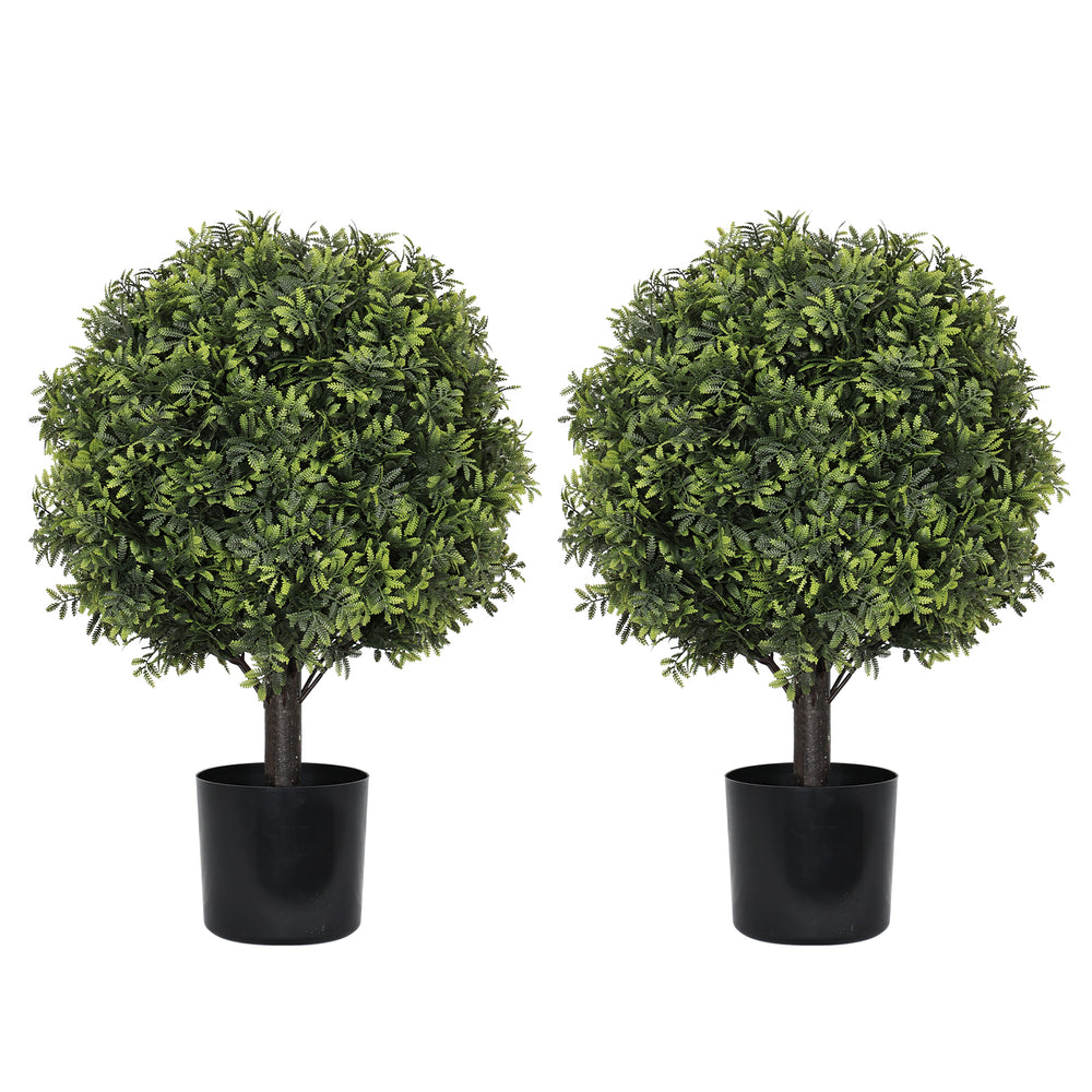 22in Artificial Topiary Boxwood Ball Trees – Faux Evergreen Potted Shrubs for Porch, Patio, Entryway, or Indoor Living Room Decor, 2pcs/set Media 1