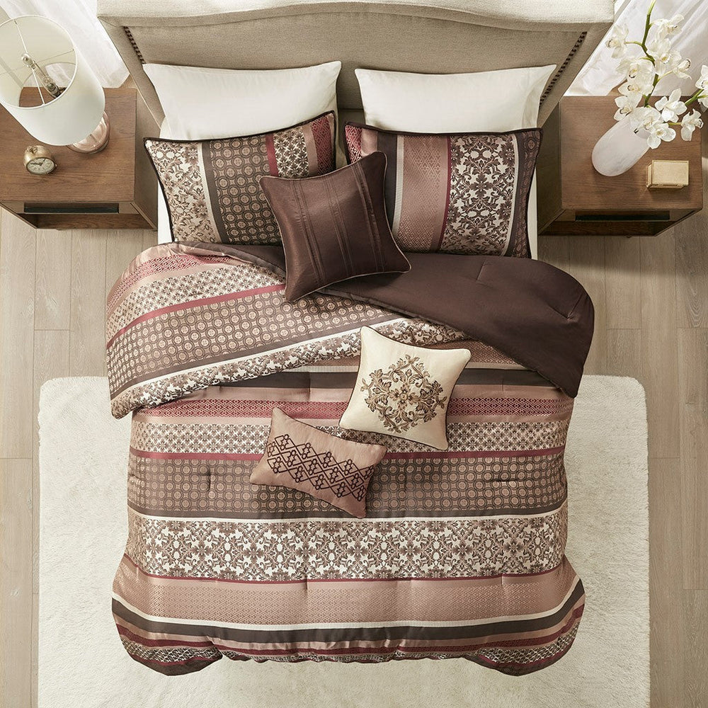 7 Piece Comforter Set Red Cal King Media 9