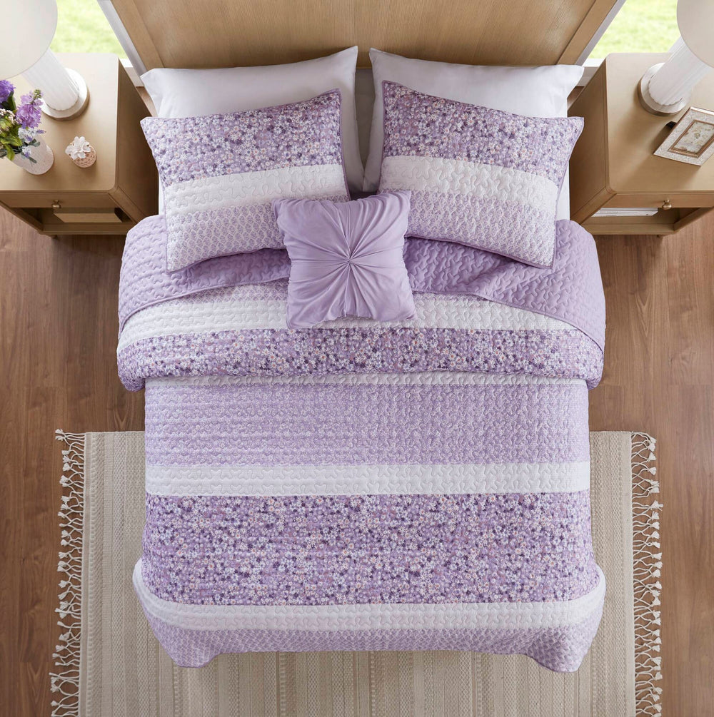 4 PCS King/Cal King Seersucker Quilt Set with Throw Media 10