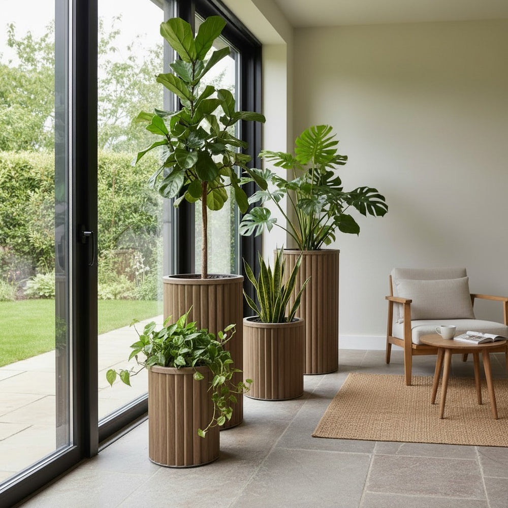 Round Strata Column Planter MD - Medium Brown Media 4