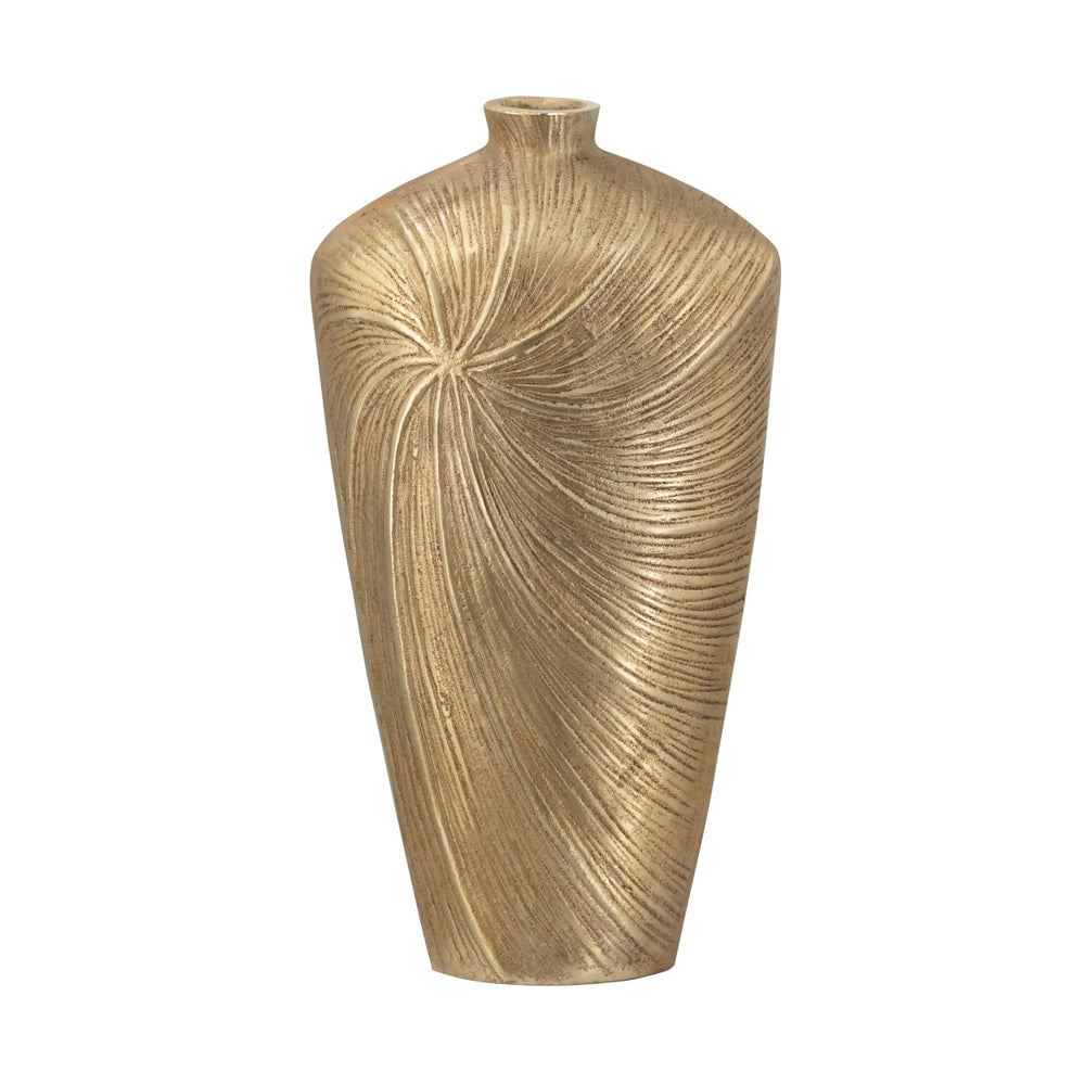 26929523 9.5x5.2x18' Tapered Aluminum Vase with Gold Swirling Design     DTY Store Aluminum Vase with Gold Swirling Design     DTY Store