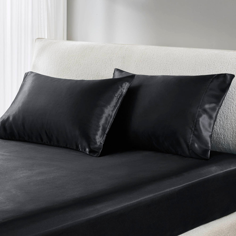 4 PCS Twin Luxury Sheet Set Black Media 14