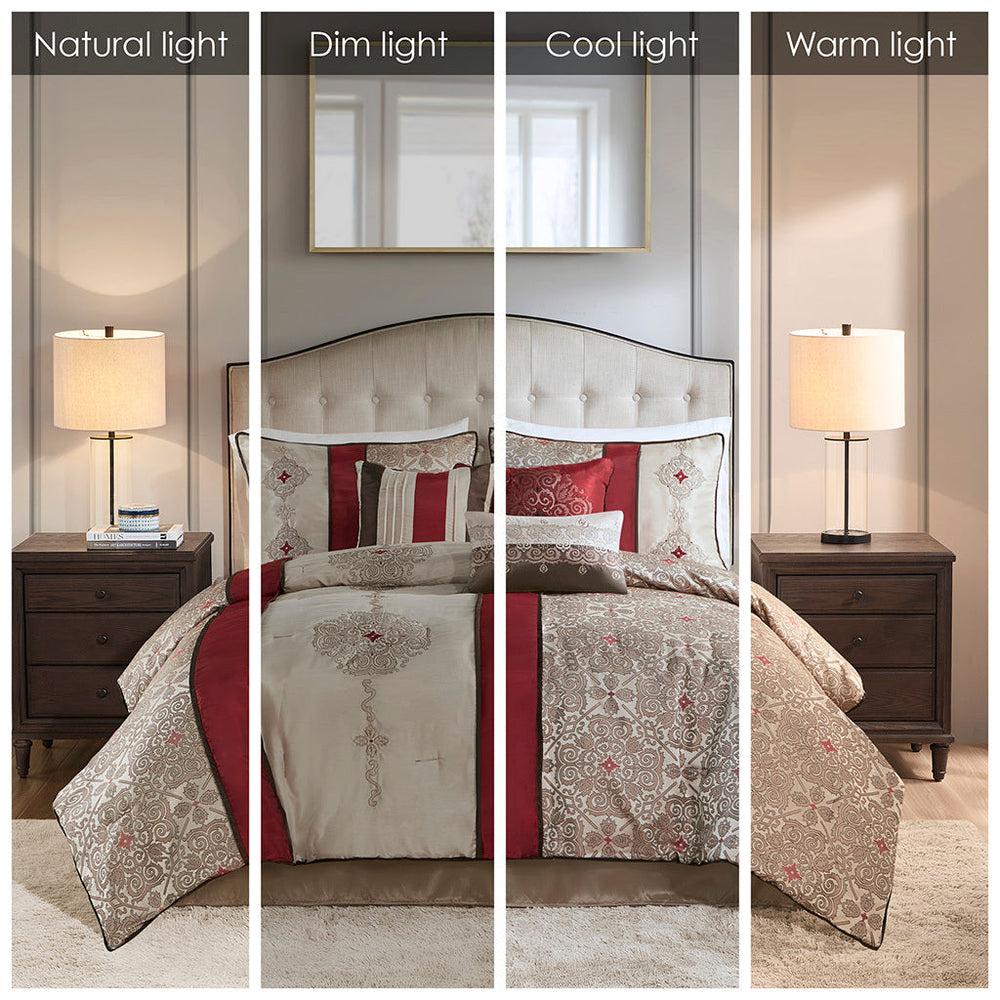 Queen 7 Piece Jacquard Comforter Set with Throw Pillows Media 3