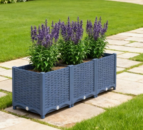 Outdoor Flower Box with Drainage Holes,Plastic Raised Garden Bed Media 8