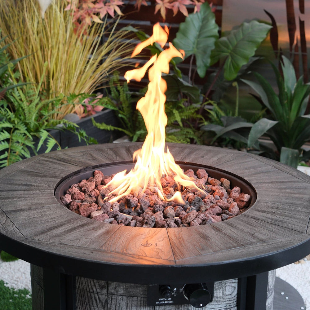Outdoor Propane Fire Pit Concrete Stonecrest & Lava Rocks Cover Included Media 4