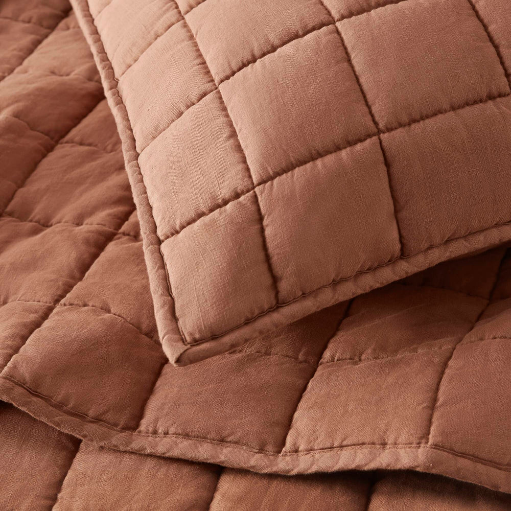 3-Piece Full/Queen Linen Garment Washed Quilt Set,Clay Media 8