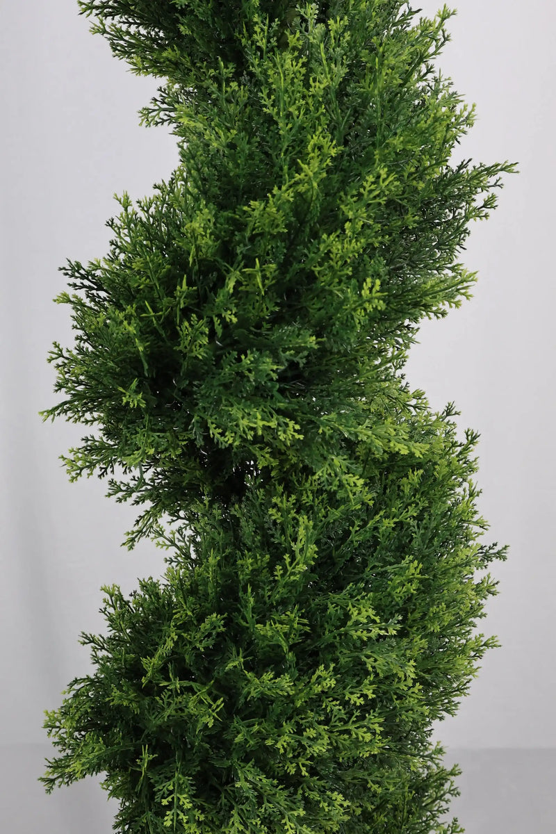 7FT Tall Artificial Two-Tone Cypress Pine Tree – Realistic Lifelike Faux Greenery with Natural Dual Color Leaves for Indoor Outdoor Home Office Decoration, Potted Fake Tree, 1pc/set