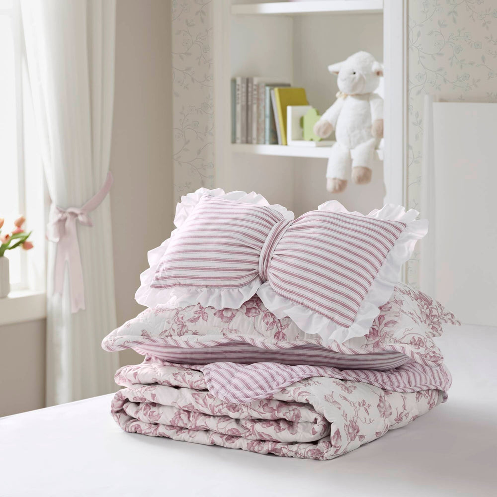 3 Pieces Twin/Twin XL Quilt Set with Decorative Pillow,Pink Media 14