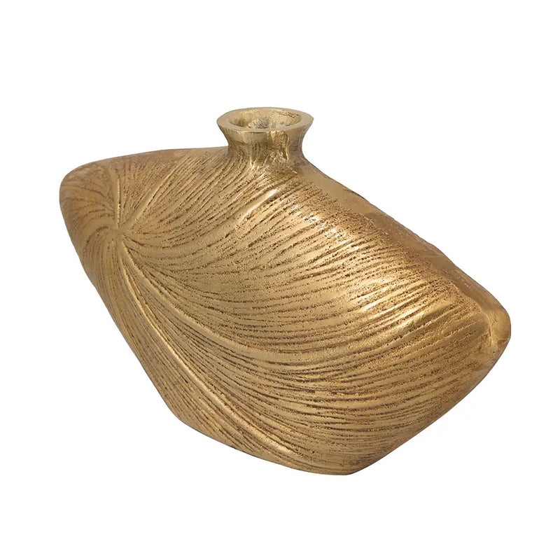Aluminum Vase with Gold Swirling Design