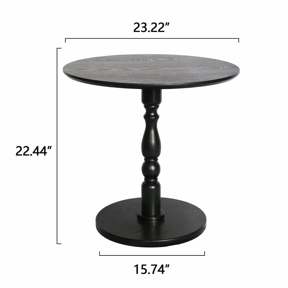 Round Side Table MDF & Solid Wood Modern Nightstand for Living Room & Bedroom Media 4