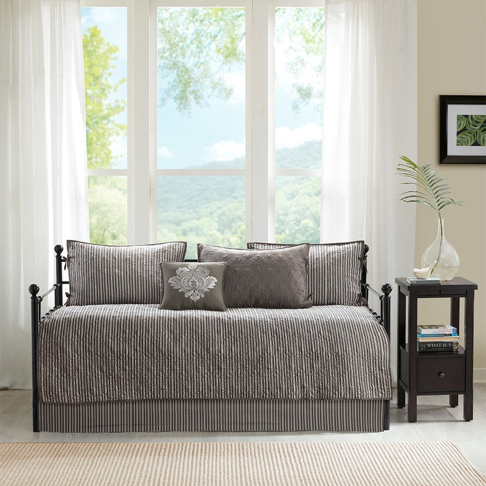 6 Piece Reversible Daybed Cover Set Dark Grey Daybed Media 9