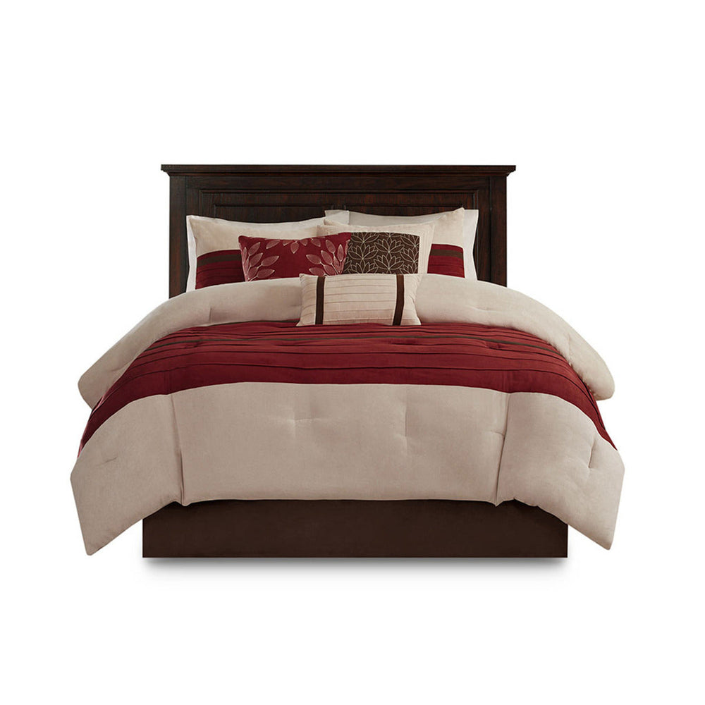 7 PC Pieced Faux Suede Comforter Set Red Queen Media 5
