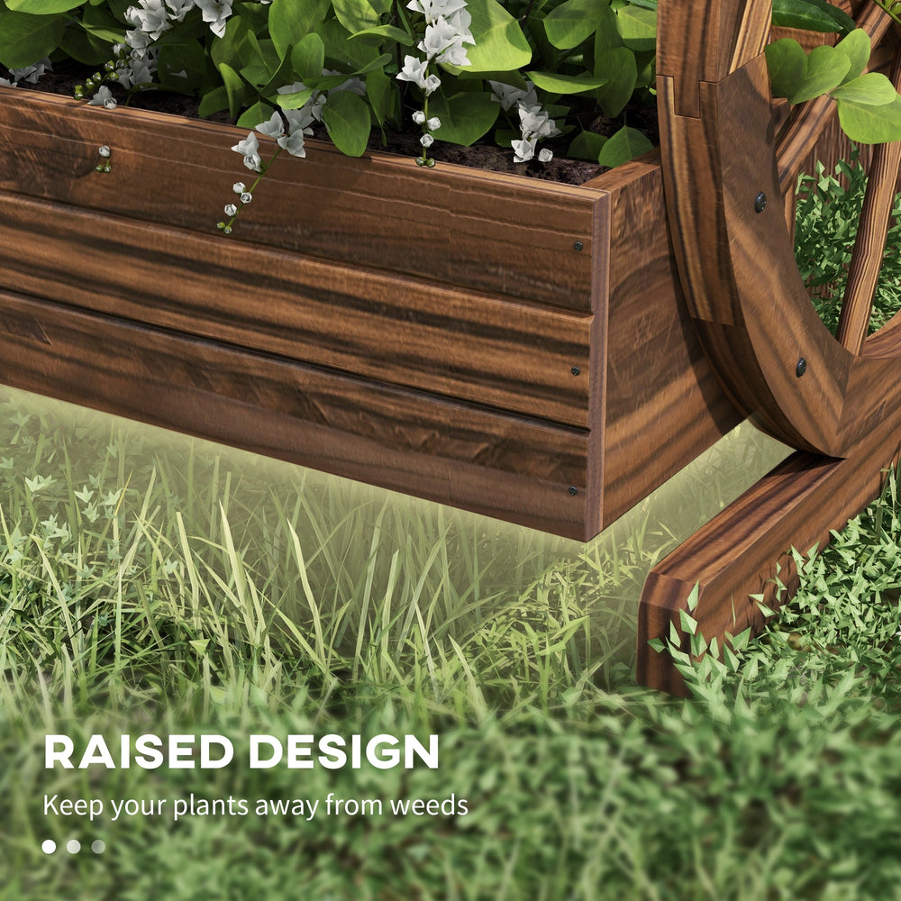 Outdoor Planter,Wooden Wagon Planter Box,3-Tier Raised Garden Bed,for Vegetables Flowers Herbs Media 7