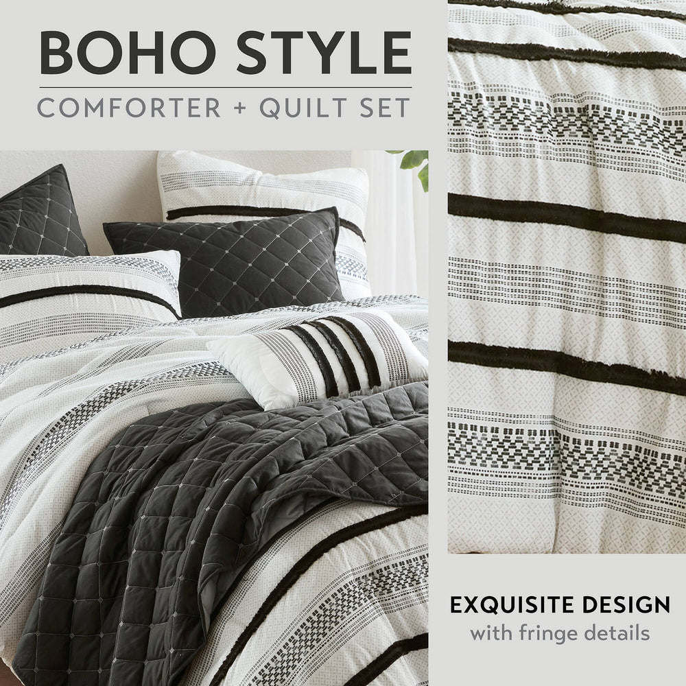 7 Piece Stripe Comforter and Quilt Set-Full/Queen Media 6
