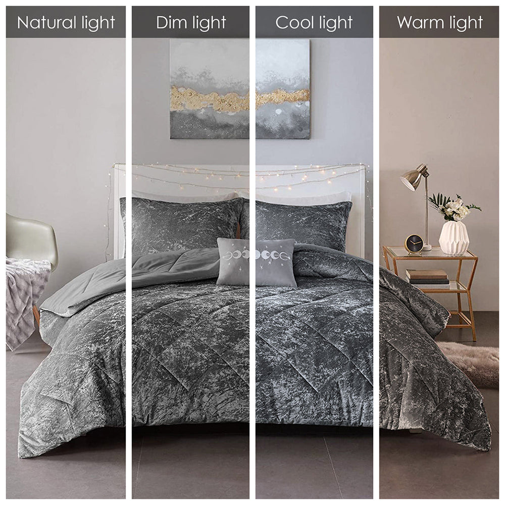Full/Queen Velvet Duvet Cover Set with Throw Pillow Media 2