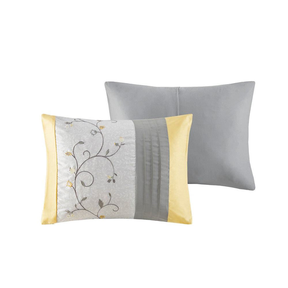 Embroidered 7 Piece Comforter Set Yellow Queen Media 13