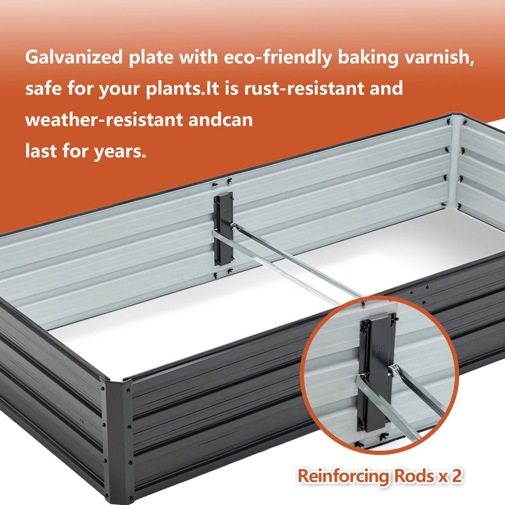6x3x1 FT Metal Raised Garden Bed Outdoor Reinforced Galvanized Rustproof Colored Steel Planter Boxes for Vegetables, Raised Beds for Growing Flowers Herbs Succulents Media 5
