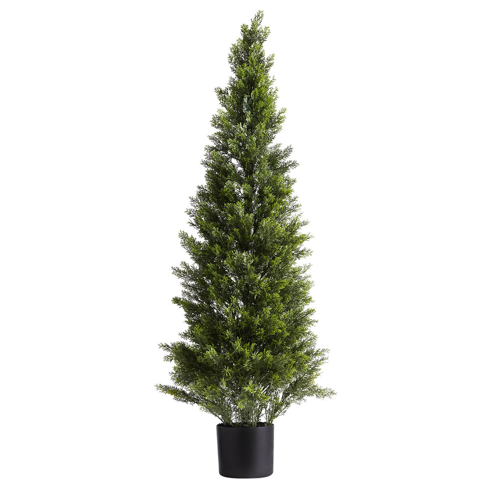 Artificial Topiary Cedar Trees, 48 inch 2 Set Faux Pine Shrubs Plants, Fake Silk Tree Look Real, Easy Assembly for Decor Front Porch Outdoor Patio Garden Balcony Backyard Indoor Office Media 2