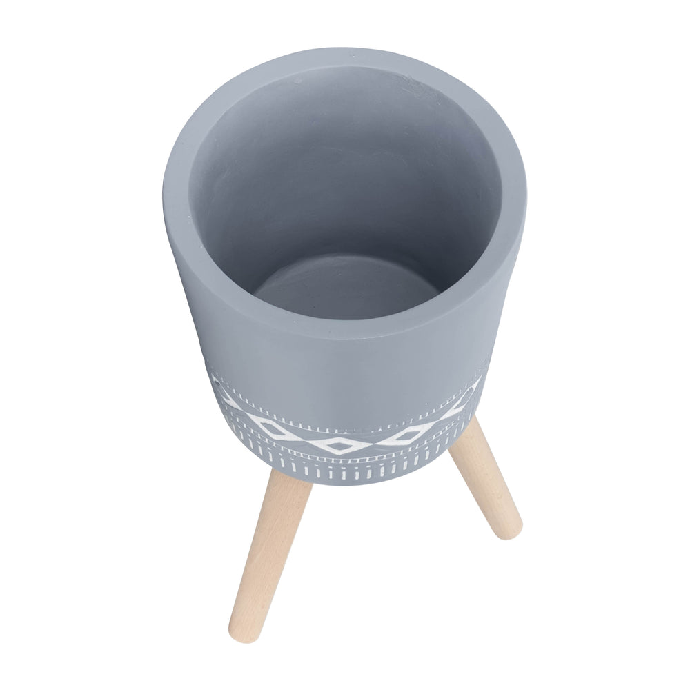 S/2 10/12' DIAMOND PLANTER W/ WOOD LEGS, GRAY (KD) Media 5