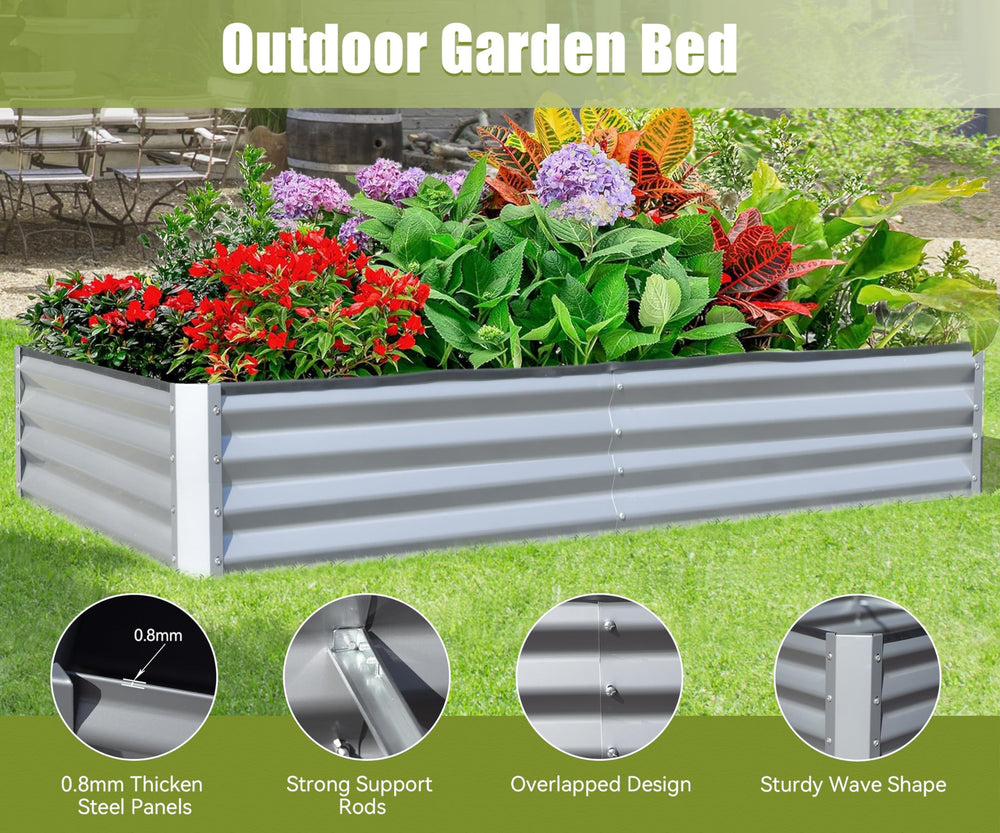 8x4x1 ft Galvanized Raised Garden Bed, Outdoor Planter Garden Boxes Large Metal Planter Box for Gardening Vegetables Fruits Flowers, Silver Media 3