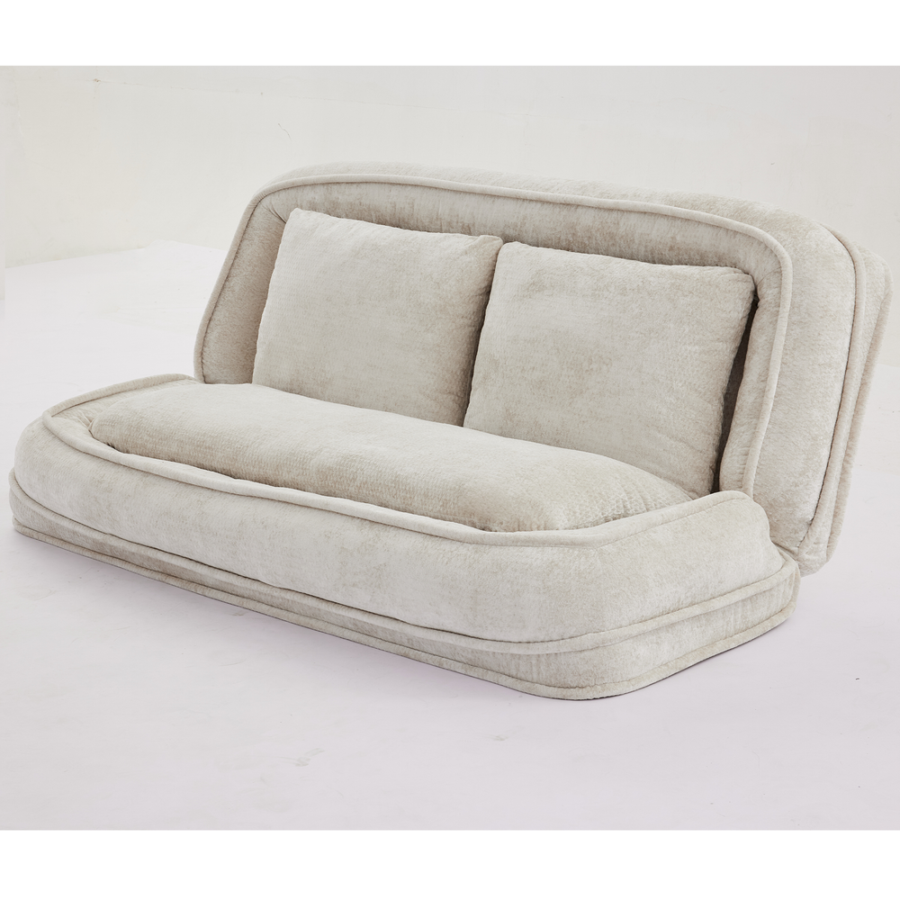 Pet Sofa Bed Chenille 2-In-1 Lounge Couch With 5 Adjustable Positions For People & Pets Beige Media 22