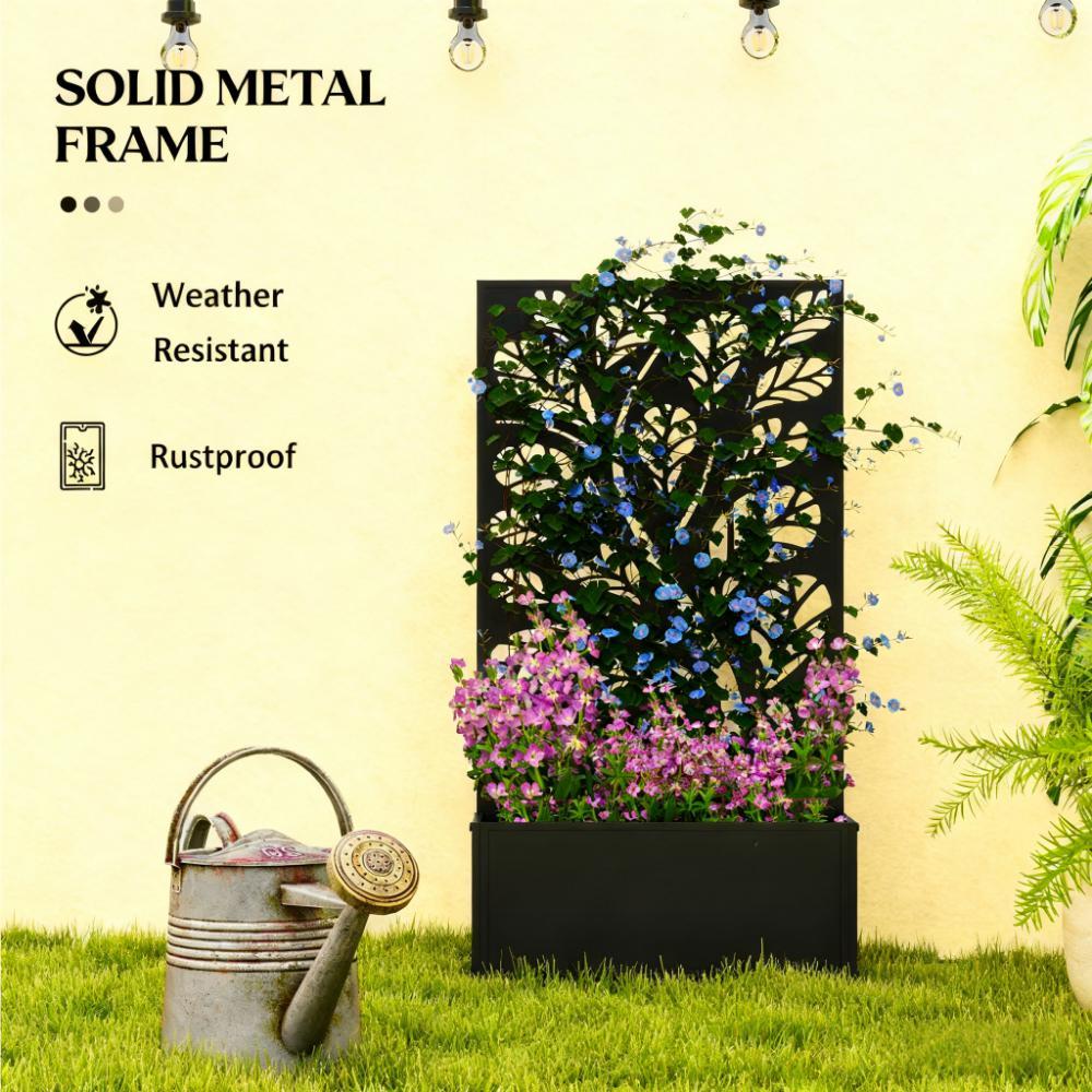 Freestanding or Wall Mounted Flower Bed,Metal Garden Bed with Trellis for Climbing Plants,for Garden, Patio, Balcony Media 4