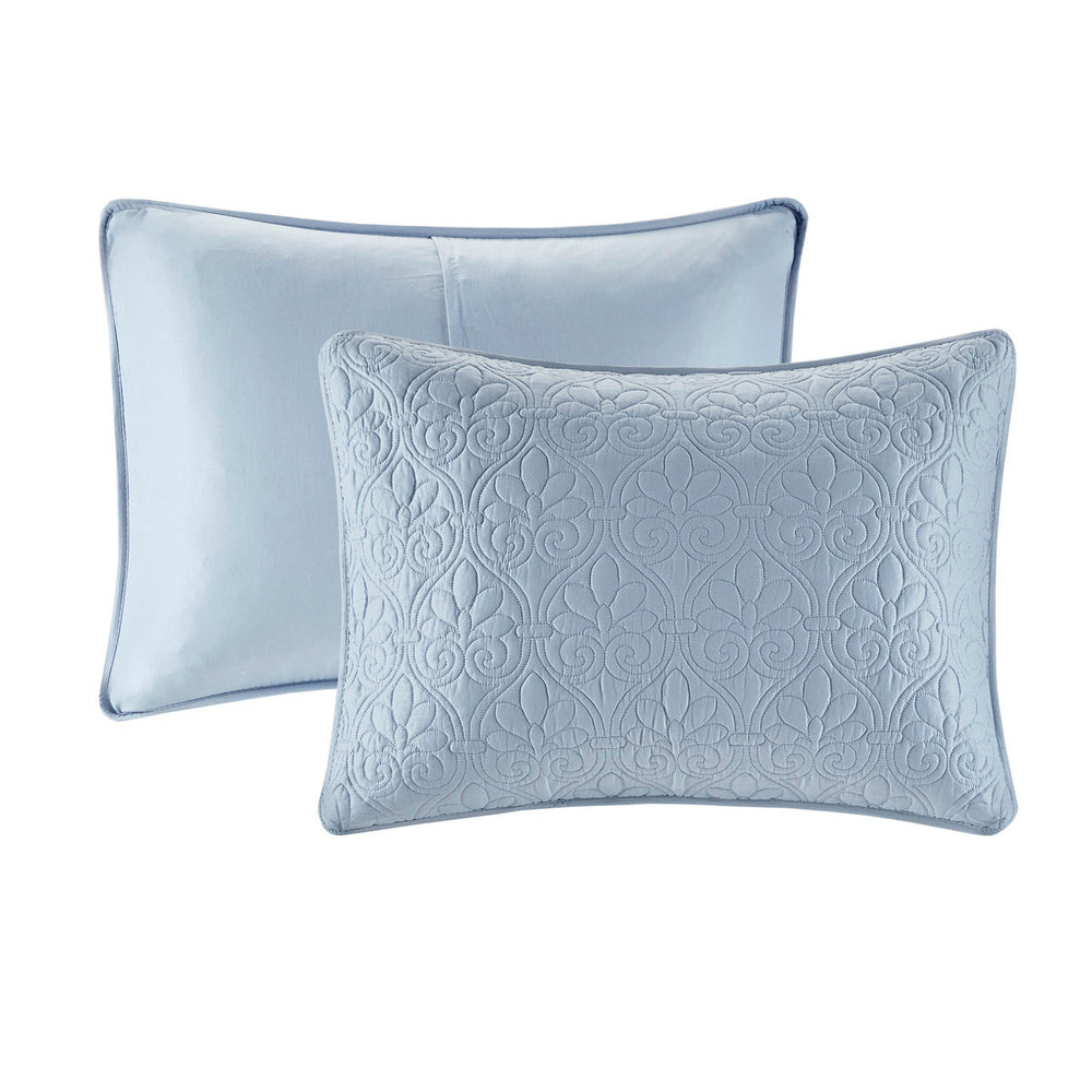 Reversible Bedspread Set Blue Queen Media 3