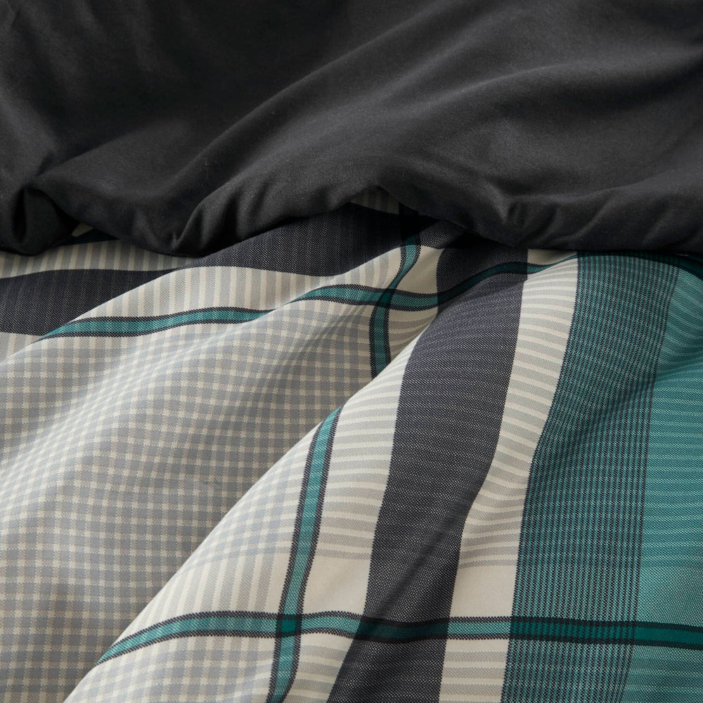 7 PCS Twin Plaid Comforter Set with Bed Sheets Teal/Black Media 11