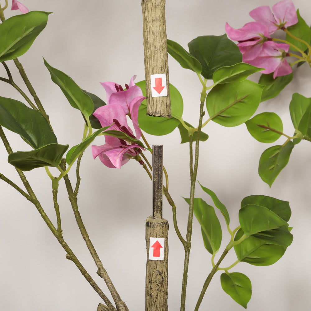 Artificial Bougainvillea Tree with Black Plastic Pot, Realistic Faux Flowering Plant in Green Leaves and Pink Blooms, 72-Inch Indoor Decor for Home Office Media 9