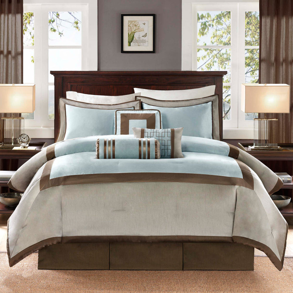 7 Piece Comforter Set Blue Cal King Media 6
