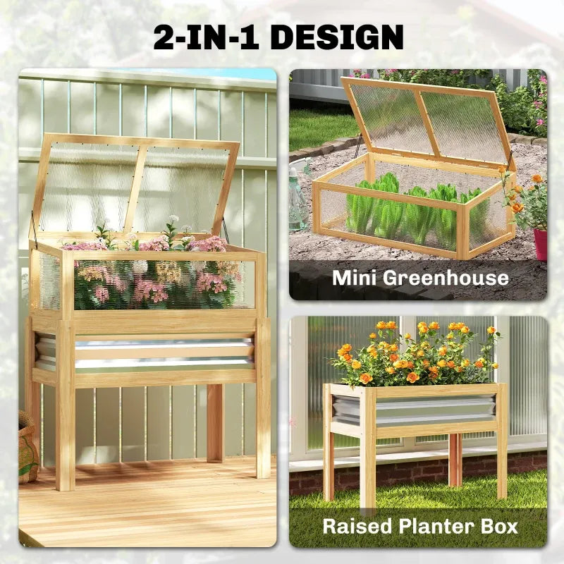 Stylish Flowers Box,Elevated Planter Box,Raised Garden Bed Media 4