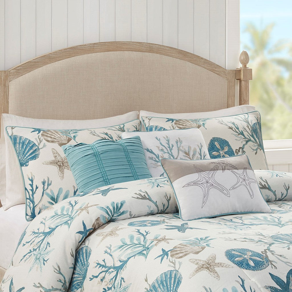 7 Piece Cotton Sateen Comforter Set Aqua King Media 15