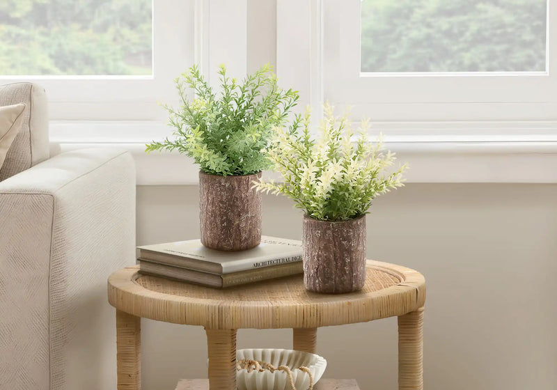 Artificial Plant, Set Of 2, 12' Tall, Mullberry Grass, Table, Brown Cement Pots, Contemporary, Modern