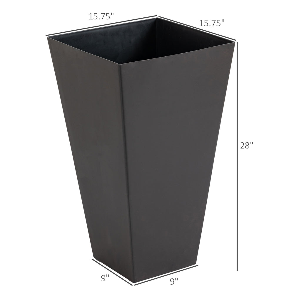 Outsunny Set of 3 Tall Planters with Drainage Hole, 28' Outdoor Flower Pots, Indoor Planters for Porch Patio and Deck, Brown Media 3