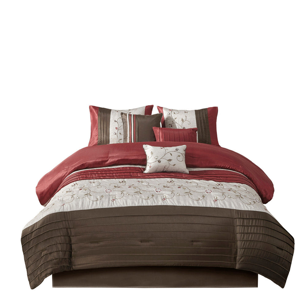 Embroidered 7 Piece Comforter Set Red Queen Media 14