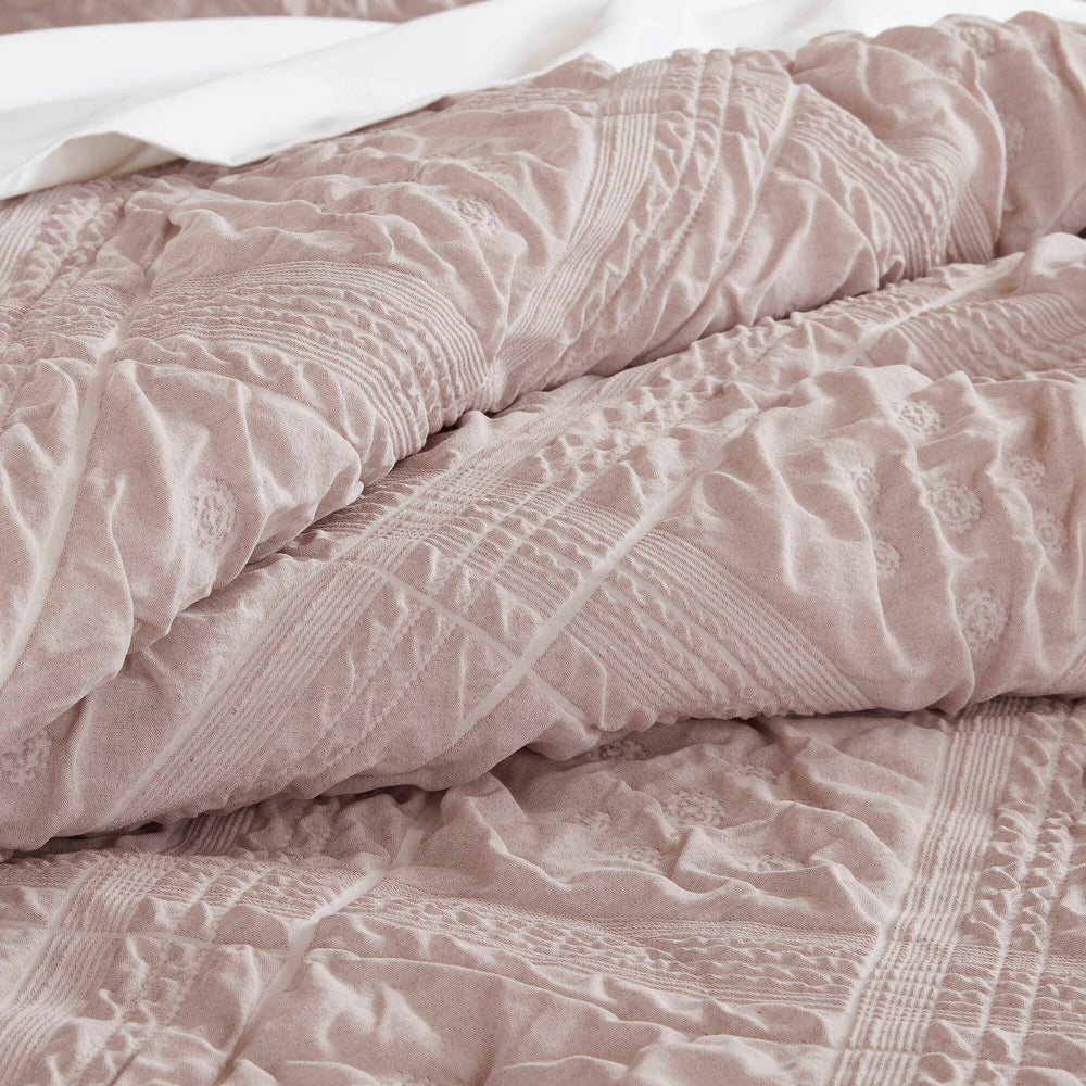 5-Piece Full/Queen 5 Piece Sculpted jacquard comforter set,Pink Media 11