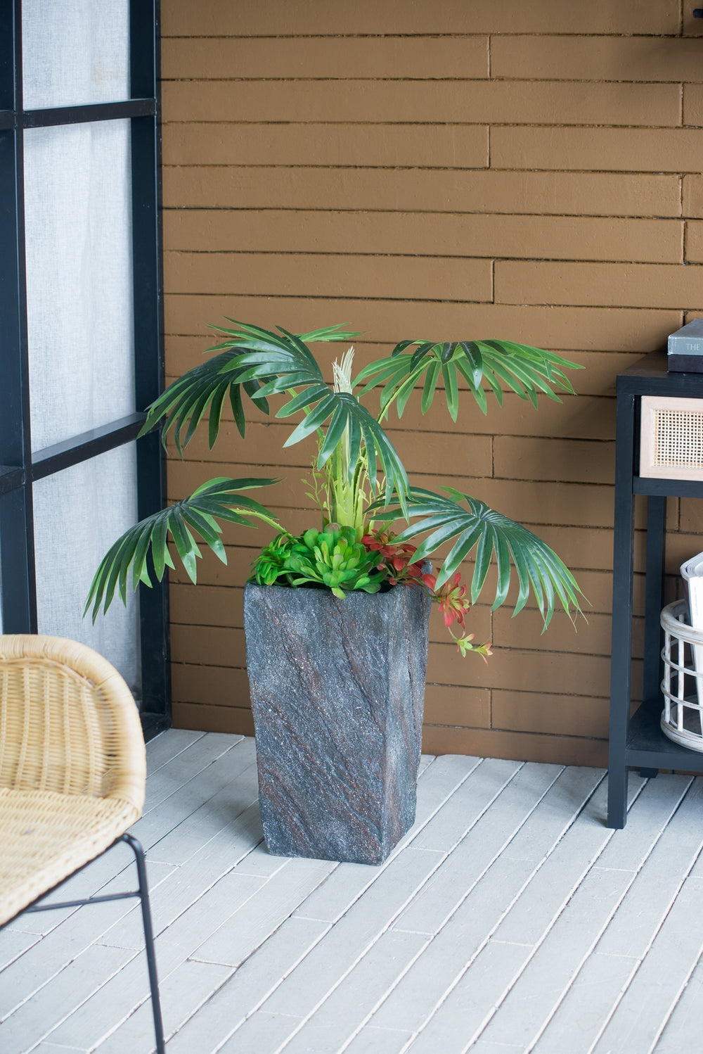9.4x9.4x18.1' Cement Planter Large, Indoor Outdoor Garden Functional  Decor Media 5
