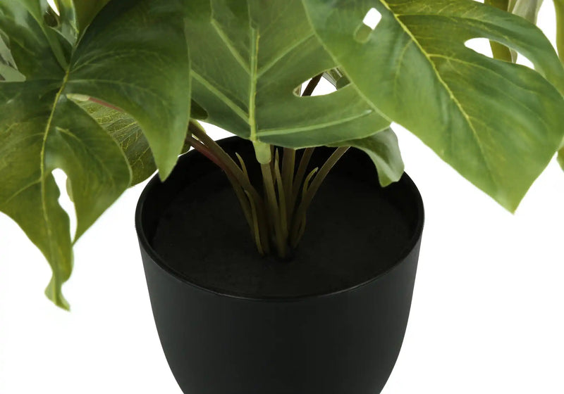 Artificial Plant, 13' Tall, Monstera Calthea, Indoor, Faux, Fake, Table, Greenery, Potted, Set Of 2, Decorative, Green Leaves, Black Pots