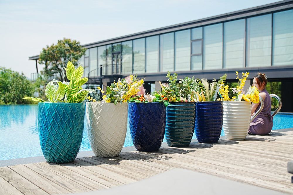 Ceramic Flowerpot, Modern Planter for Patio, Garden, Windowsill - Cyan Media 13