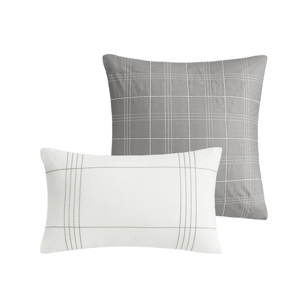 6 Piece Cotton Jacquard Oversized Comforter Set White/Grey King Media 4