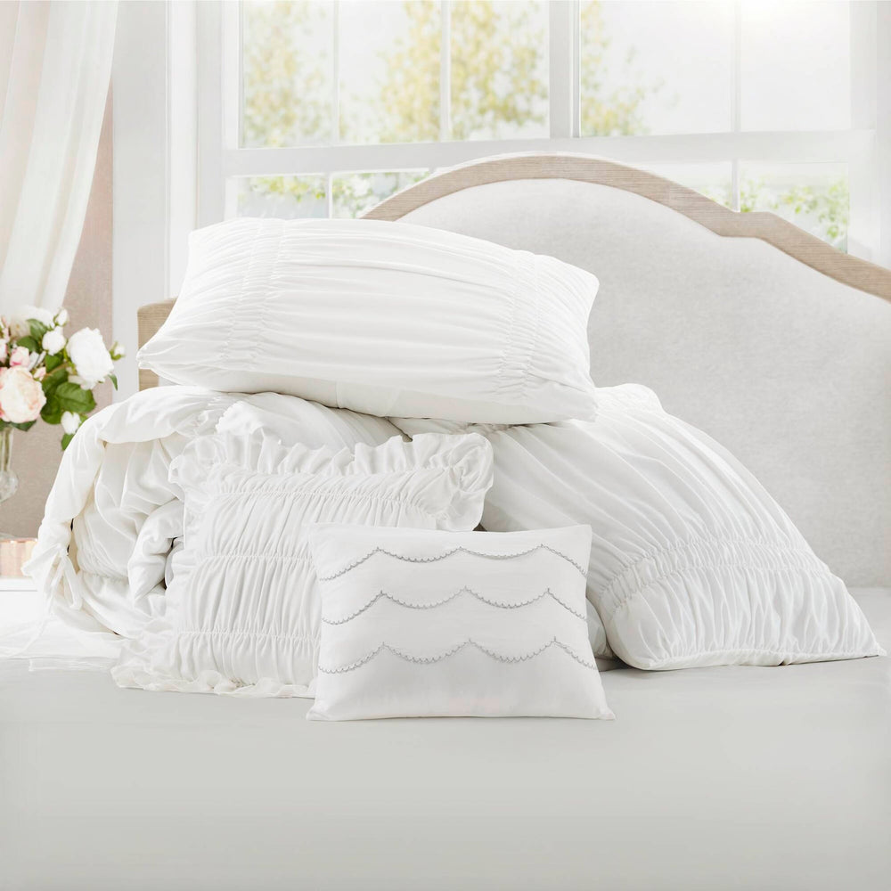 5 Pieces Full/Queen Comforter Set,White Media 8