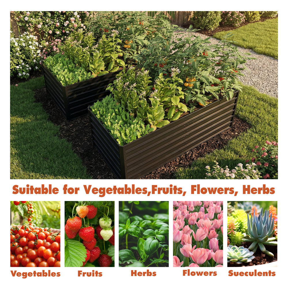 2-Pack 6x3x2 FT Galvanized Metal Raised Garden Beds, Reinforced Rustproof Colored Steel Planter Boxes for Vegetables, Flowers, Herbs and Succulents Outdoor Media 7