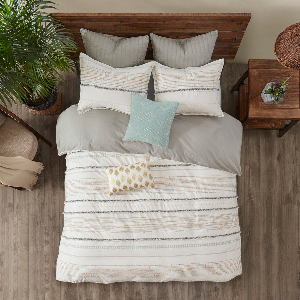 Full/Queen Cotton Printed Duvet Cover Set with Trims Media 8