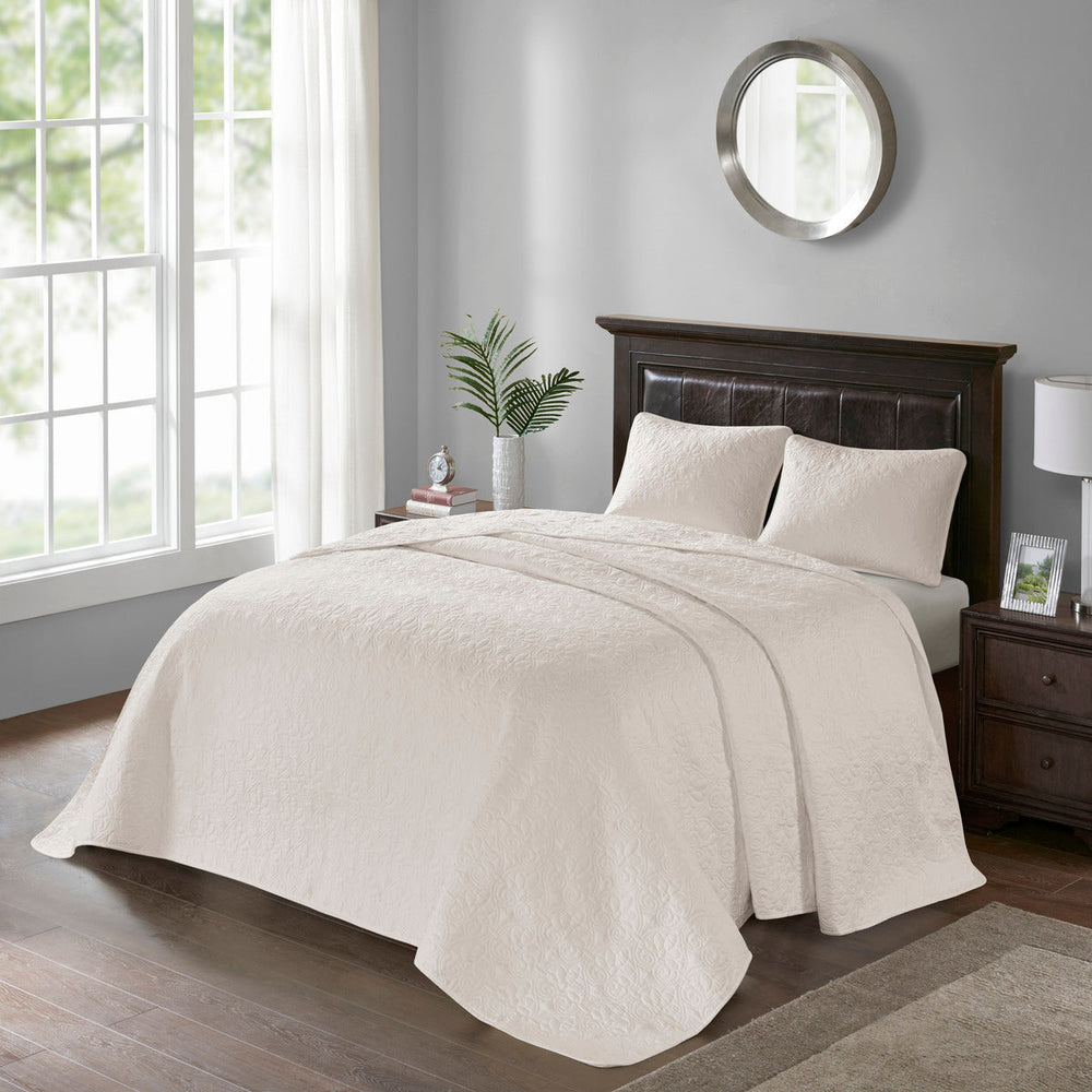 Reversible Bedspread Set Cream King Media 3